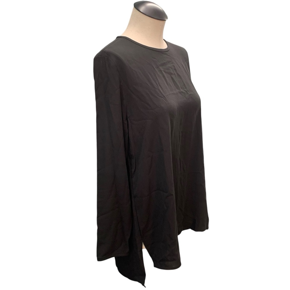 EILEEN FISHER‎ Black 100% Silk Long Sleeve Top - Size XS